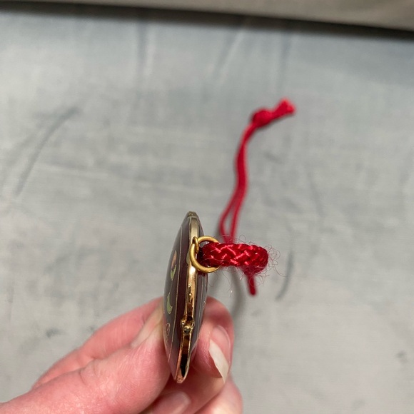 Vintage Asian Cloisonné, enamel tassel pendant with red cord 14 inch hang EUC - Picture 12 of 12